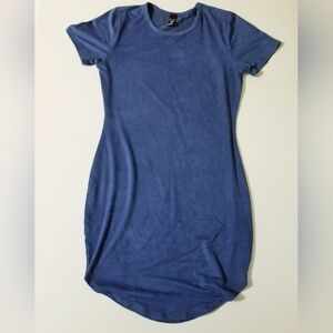 WINDSOR Cobalt Blue Microfiber Shirt Dress Size Small Relaxed Lounge Casual